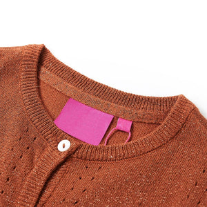 Cardigan da Bambina Lavorato a Mano Cognac 128