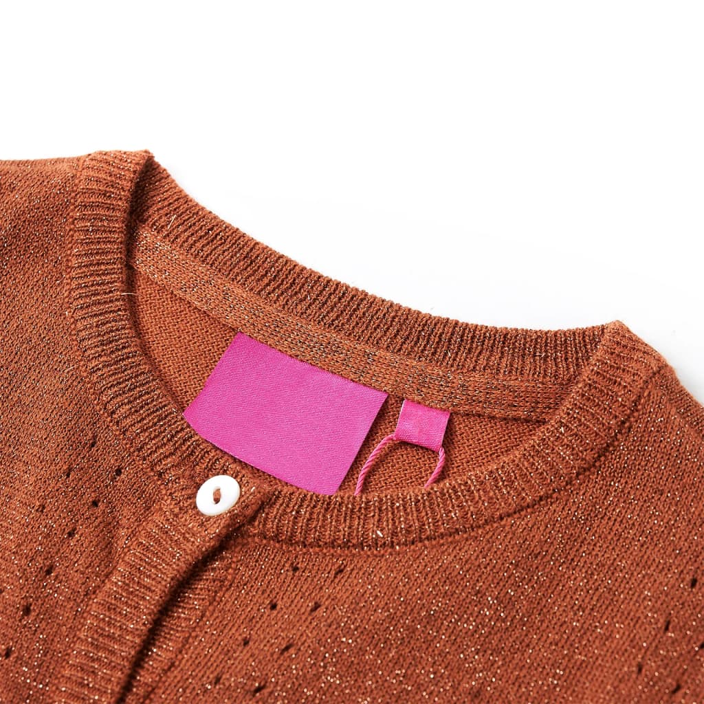 Cardigan da Bambina Lavorato a Mano Cognac 128 14517