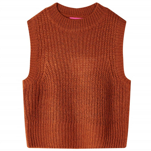 Gilet per Bambini Lavorato a Maglia Cognac 140