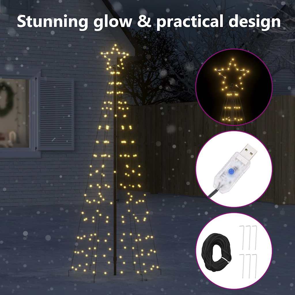 Albero di Natale a LED con Punte 220 LED Bianco Caldo 180 cm 358100