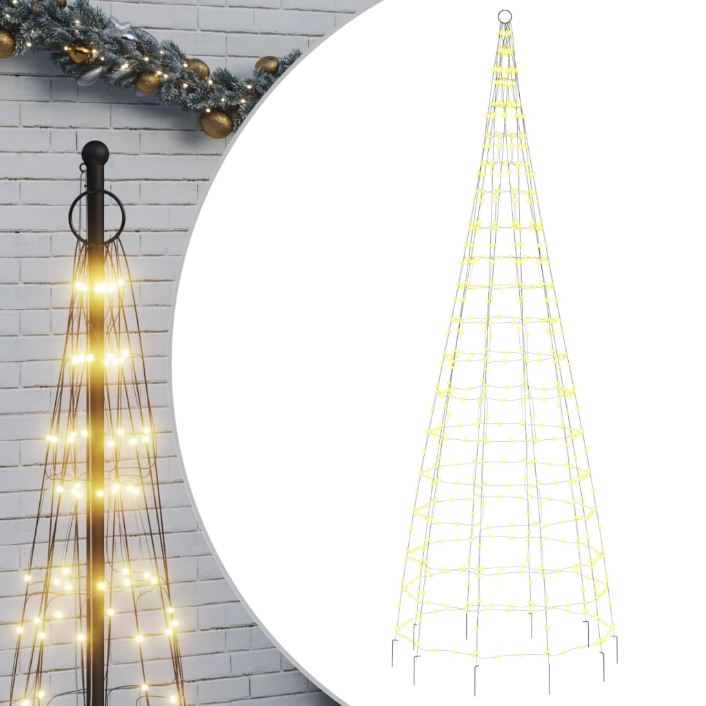 Albero di Natale a LED su Pennone 550 LED Bianco Caldo 300 cm