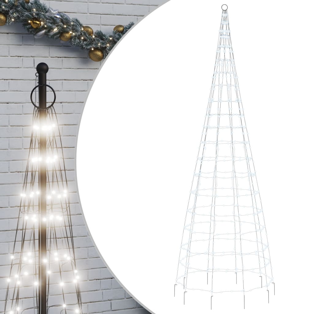 vidaXL Albero di Natale a LED su Pennone 550 LED Bianco Freddo 300 cm