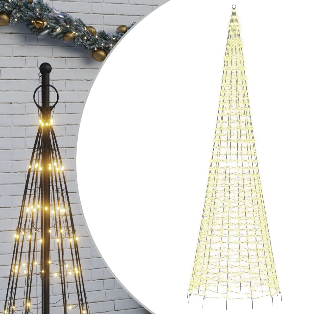 vidaXL Albero di Natale a LED su Pennone 1534 LED Bianco Caldo 500 cm