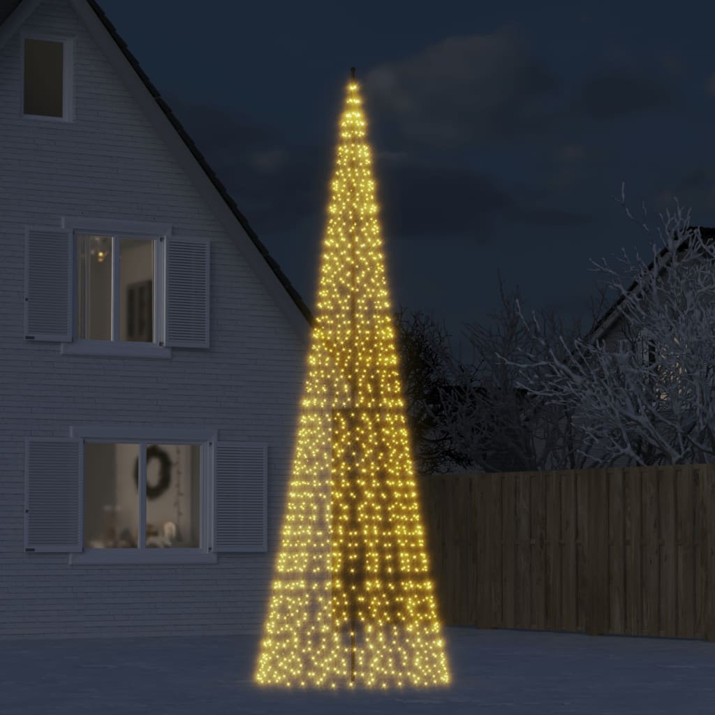 vidaXL Albero di Natale a LED su Pennone 1534 LED Bianco Caldo 500 cm
