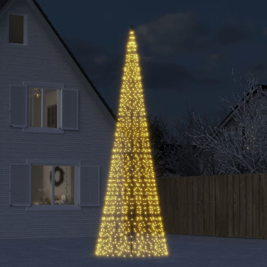 vidaXL Albero di Natale a LED su Pennone 1534 LED Bianco Caldo 500 cm