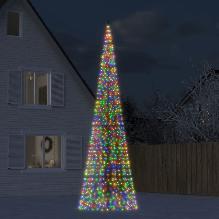 vidaXL Albero di Natale a LED su Pennone 1534 LED Colorato 500 cm