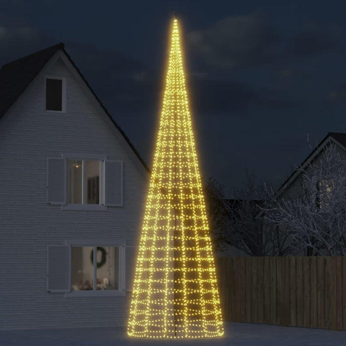 vidaXL Albero di Natale a LED su Pennone 3000 LED Bianco Caldo 800 cm