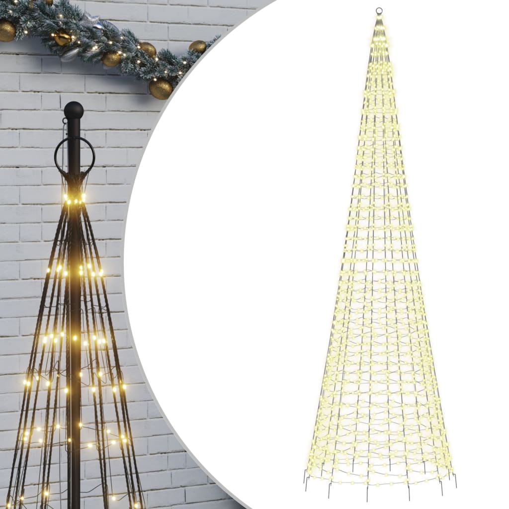 Albero di Natale a LED su asta portabandiera 1534 LED bianco caldo 500 cm 358125
