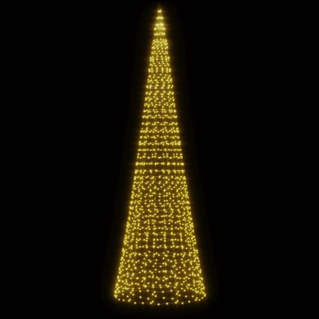 Albero di Natale a LED su asta portabandiera 1534 LED bianco caldo 500 cm 358125