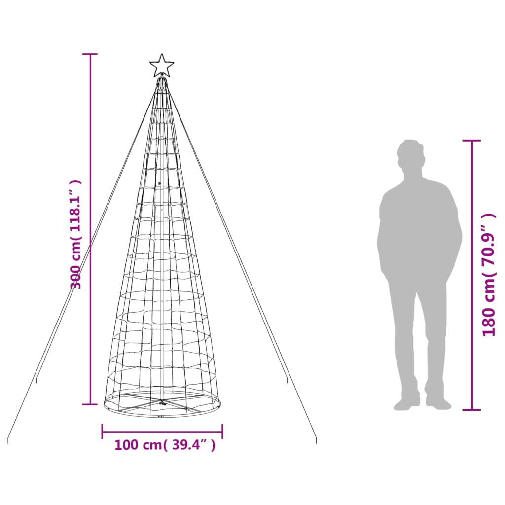 Albero di Natale a LED 570 LED Bianco Caldo 300 cm 358127