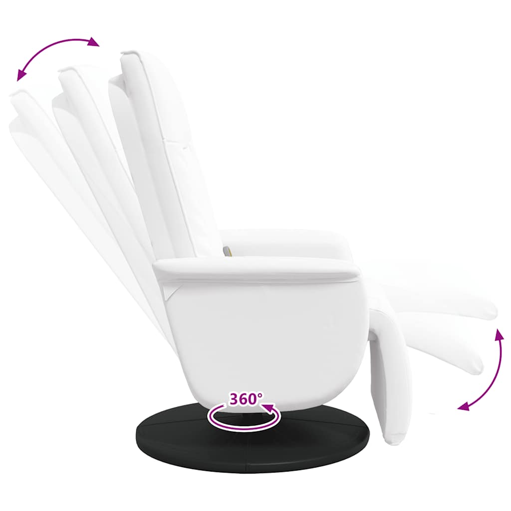 vidaXL Poltrona Reclinabile Massaggiante Poggiapiedi Bianca Similpelle