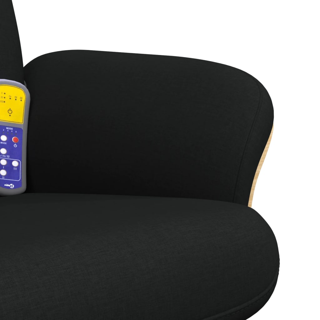 Poltrona Reclinabile Massaggiante con Poggiapiedi Nera Tessuto 356544