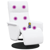 Poltrona Reclinabile Massaggiante Poggiapiedi Bianca Similpelle 356558