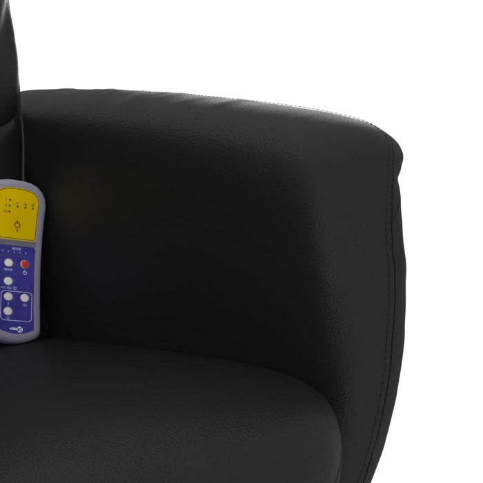 Poltrona Massaggio Reclinabile con Sgabello Nero in Similpelle 356600