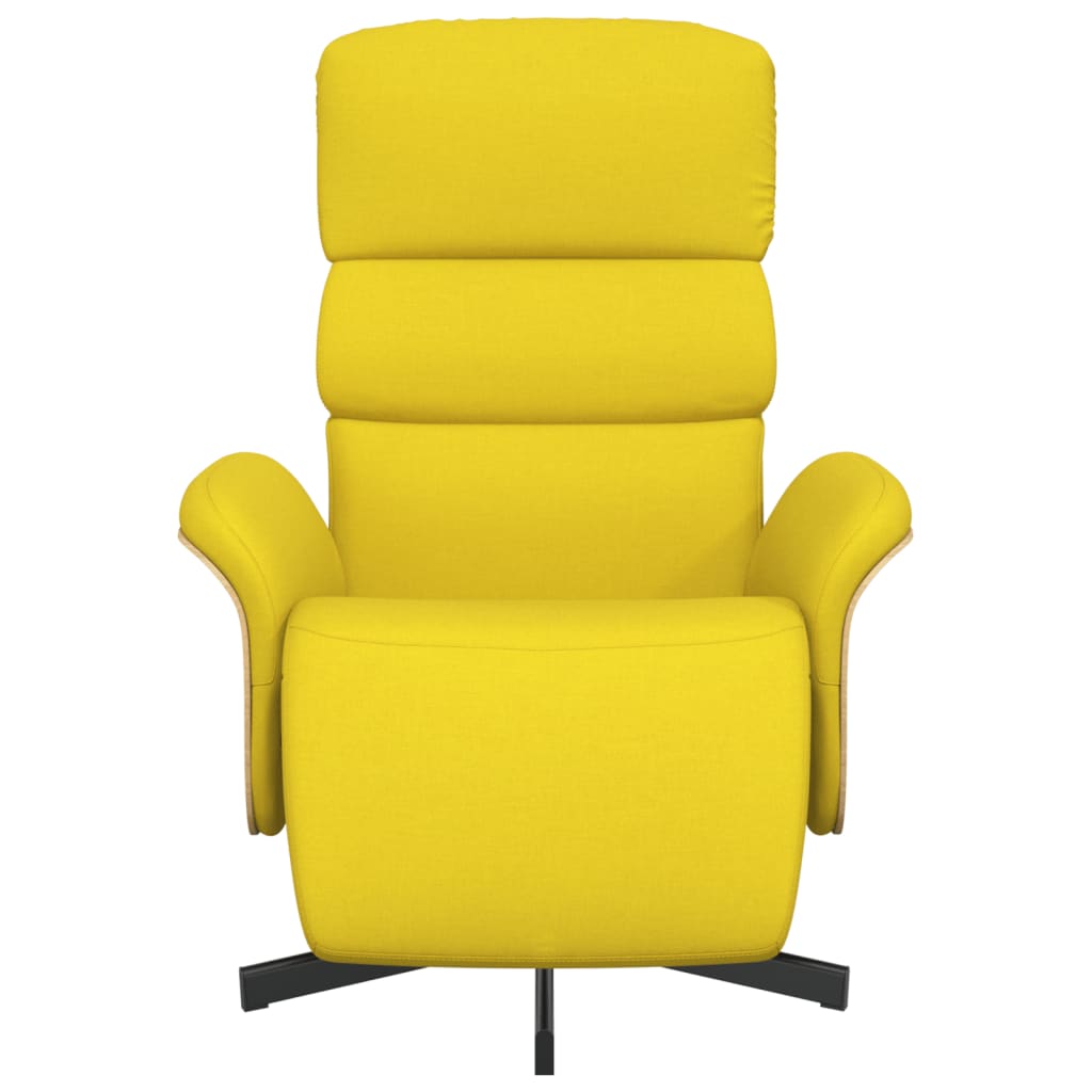 Poltrona Reclinabile con Poggiapiedi Giallo Chiaro in Tessuto