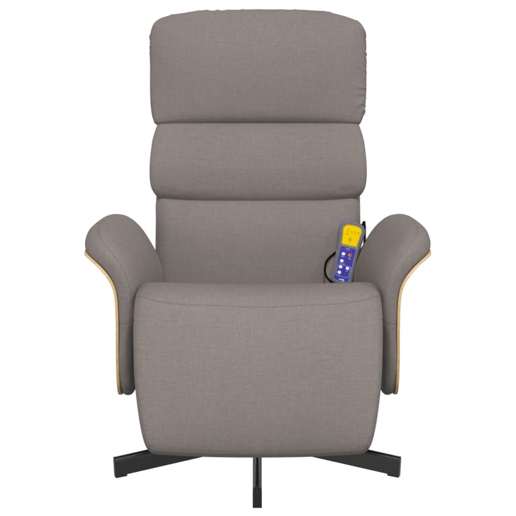 Poltrona Reclinabile Massaggiante Poggiapiedi Tortora Tessuto 356618