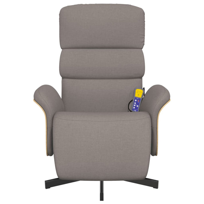 Poltrona Reclinabile Massaggiante Poggiapiedi Tortora Tessuto 356618