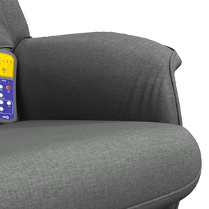 Poltrona Reclinabile Massaggio Poggiapiedi Grigio Scuro Tessuto 356679