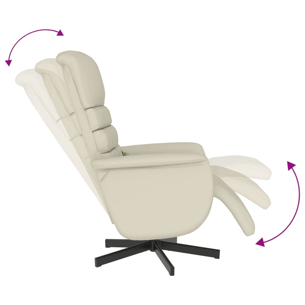 Poltrona Reclinabile Massaggio con Poggiapiedi Crema Similpelle 356711