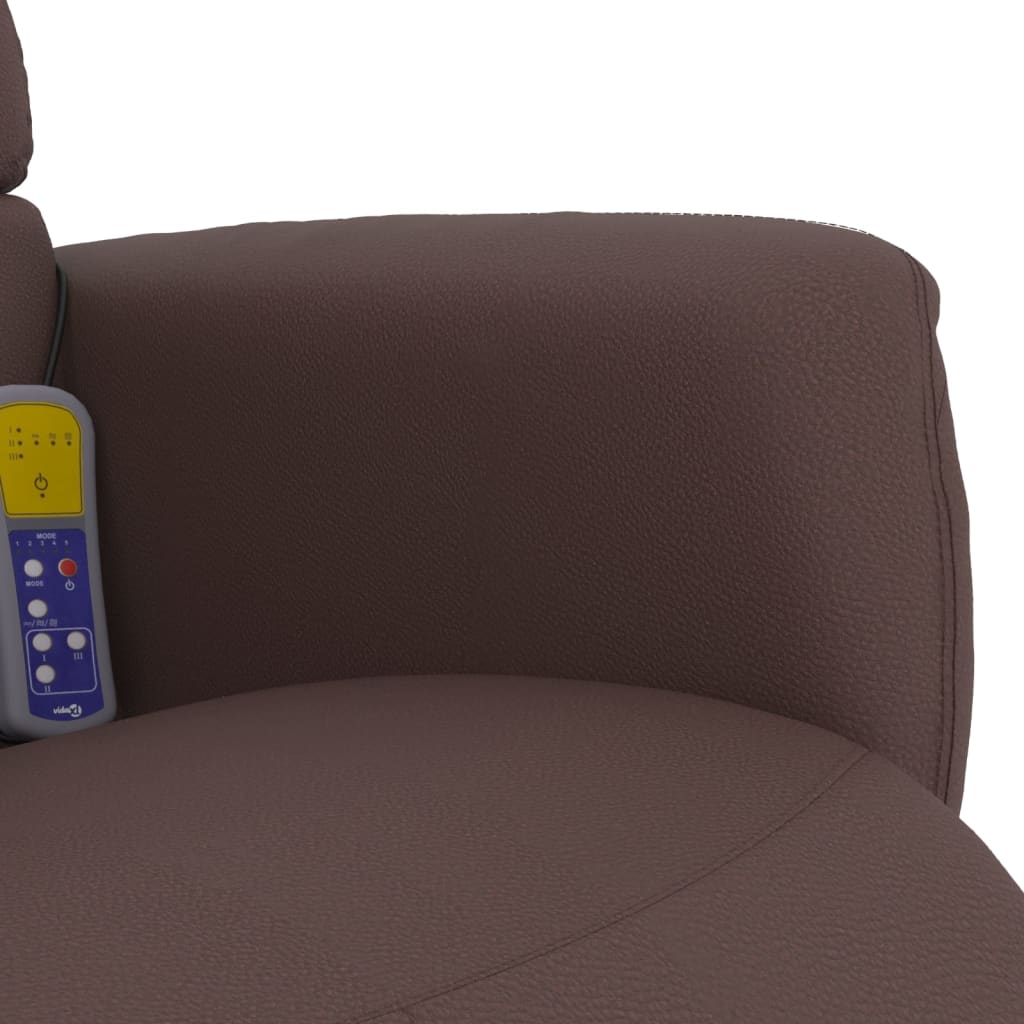 Poltrona Reclinabile Massaggio Poggiapiedi Marrone Similpelle 356712
