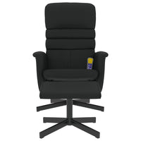 Poltrona Massaggio Reclinabile con Sgabello Nero in Similpelle 356715