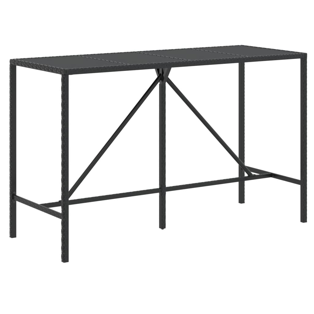 Set Bar da Giardino 7 pz con Cuscini in Polyrattan Nero 3200651