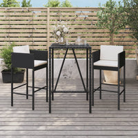 Set Bar da Giardino 3 pz con Cuscini in Polyrattan Nerocod mxl 117575