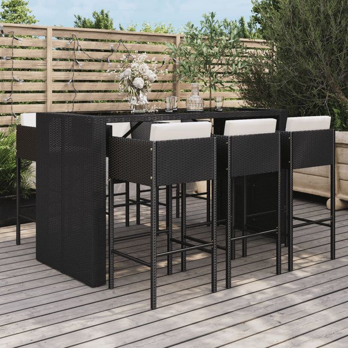 Set Bar da Giardino 7 pz con Cuscini in Polyrattan Nerocod mxl 101051