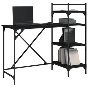 Scrivania per Computer con Scaffali Nera 120x47x109 cm 836213