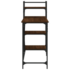 Scrivania tavolo postazione di lavoro mobile per computer studio con ripiani rovere 120 x 47 x 109 cm marrone 02_0023705