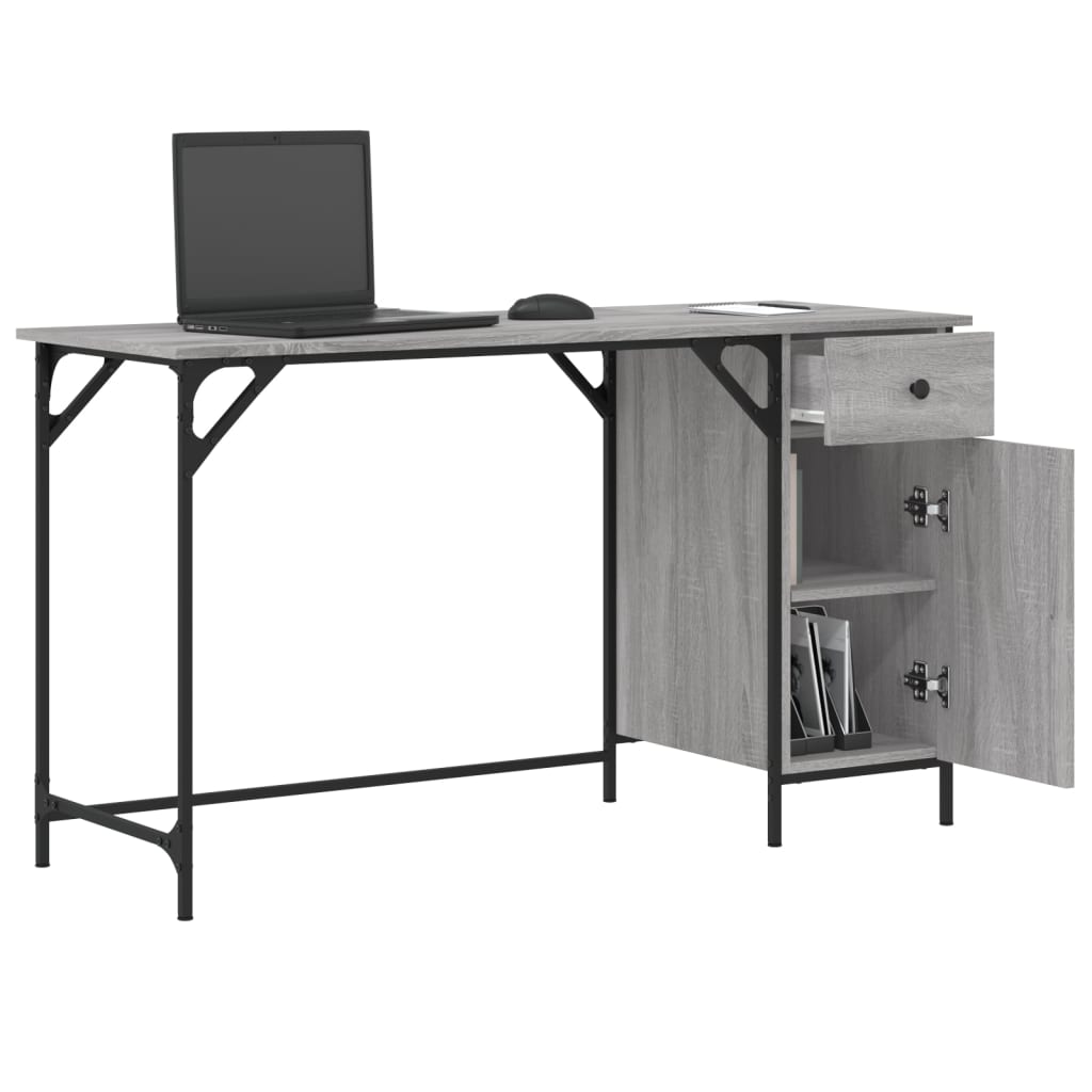 Scrivania Computer Grigio Sonoma 131x48x75 cm Legno Multistrato 836221