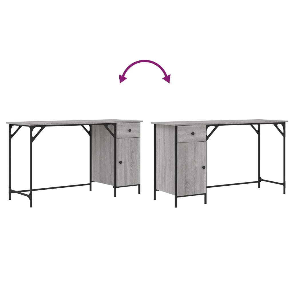 Scrivania Computer Grigio Sonoma 131x48x75 cm Legno Multistrato 836221