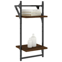 Mensole a Muro con Aste 2 Livelli 2pz Rovere Marrone 30x25x65cm 836257