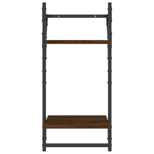 Mensole a Muro con Aste 2 Livelli 2pz Rovere Marrone 30x25x65cm 836257