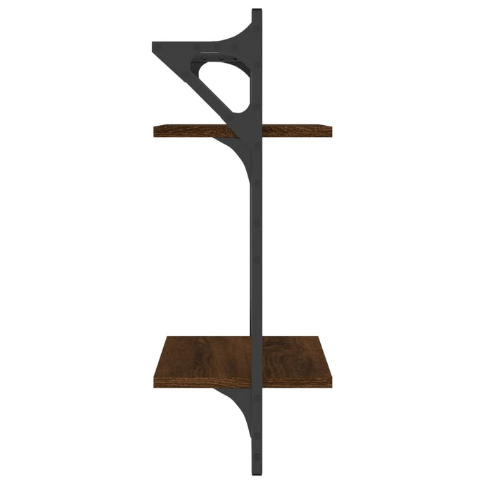 Mensole a Muro con Aste 2 Livelli 2pz Rovere Marrone 30x25x65cm 836257