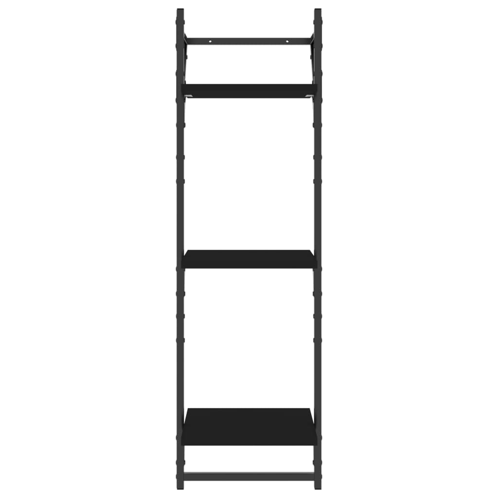 Mensole a Muro-Scaffale a parete con Aste 3 Livelli 2pz Nere 30x25x100 cm