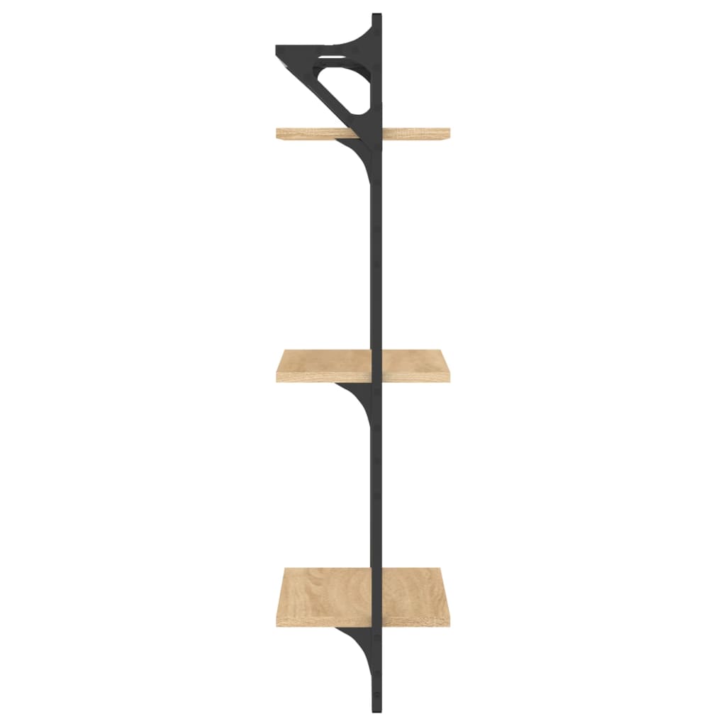 Mensole a Muro con Aste 3 Livelli 2pz Rovere Sonoma 30x25x100cm 836259