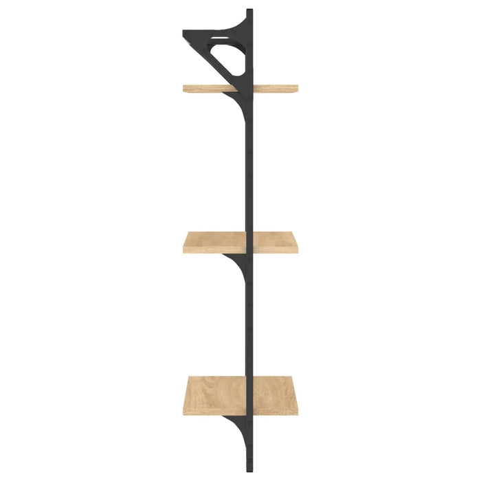 Mensole a Muro con Aste 3 Livelli 2pz Rovere Sonoma 30x25x100cm 836259