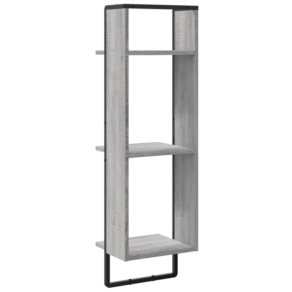 Scaffale Parete 3 Ripiani Grigio Sonoma 30x25x100cm Multistrato 836306