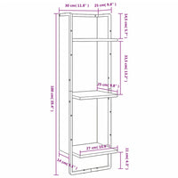 Scaffale Parete 3 Ripiani Grigio Sonoma 30x25x100cm Multistrato 836306