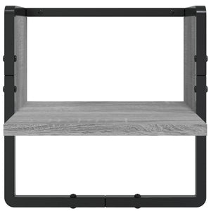 Set Mensole Parete con Aste 6pz Grigio Sonoma Legno Multistrato 836316