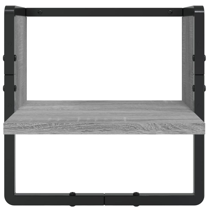 Set Mensole Parete con Aste 6pz Grigio Sonoma Legno Multistrato 836316