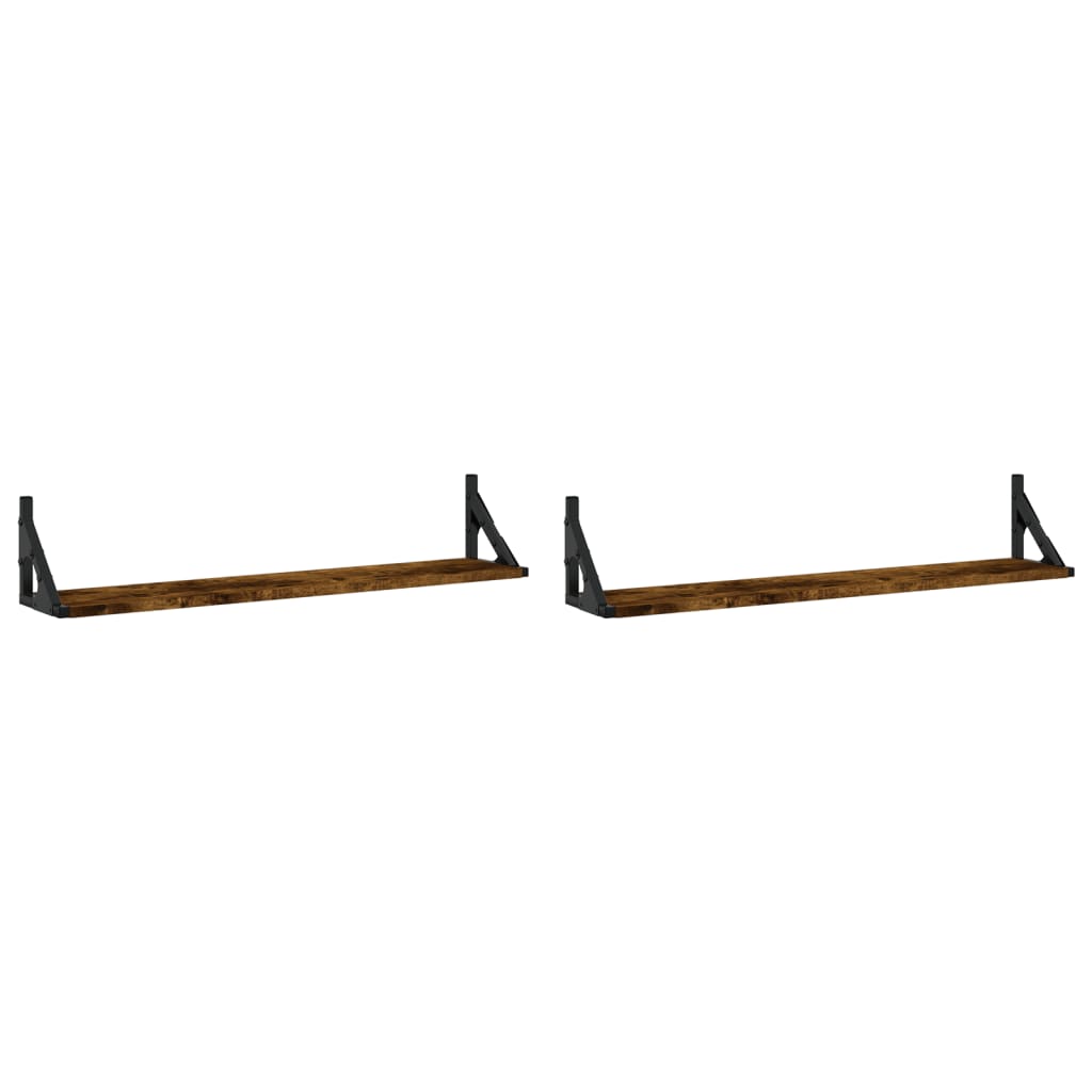 Mensole Parete 2pz Rovere Fumo 80x15x15,5 cm Legno Multistratocod mxl 131525