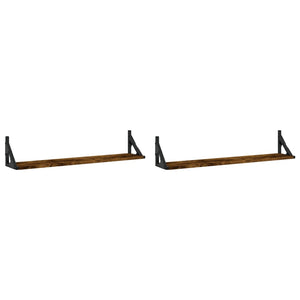 Mensole Parete 2pz Rovere Fumo 80x15x15,5 cm Legno Multistratocod mxl 131525