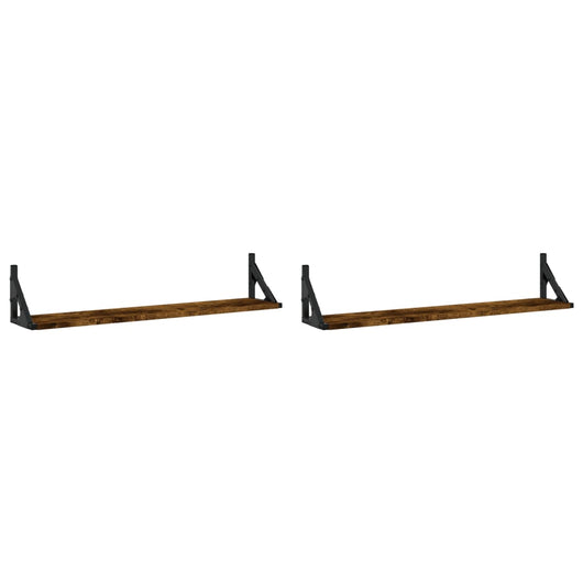 Mensole Parete 2pz Rovere Fumo 80x15x15,5 cm Legno Multistratocod mxl 131525