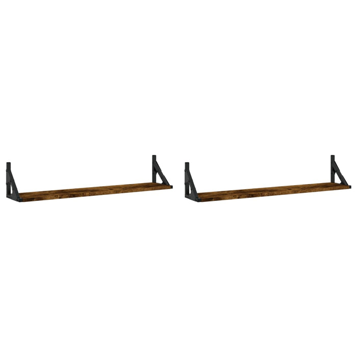 Mensole Parete 2pz Rovere Fumo 80x15x15,5 cm Legno Multistratocod mxl 131525