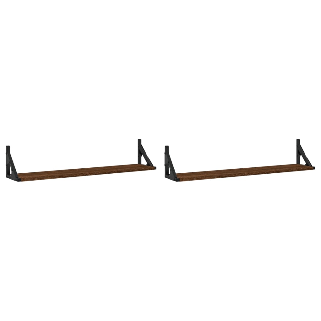 Mensole da Parete 2pz Rovere Marrone 80x15x15,5 cm Multistratocod mxl 131524