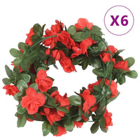 Ghirlande Fiori Artificiali 6 pz Rosso Primaverile 250cmcod mxl 106721