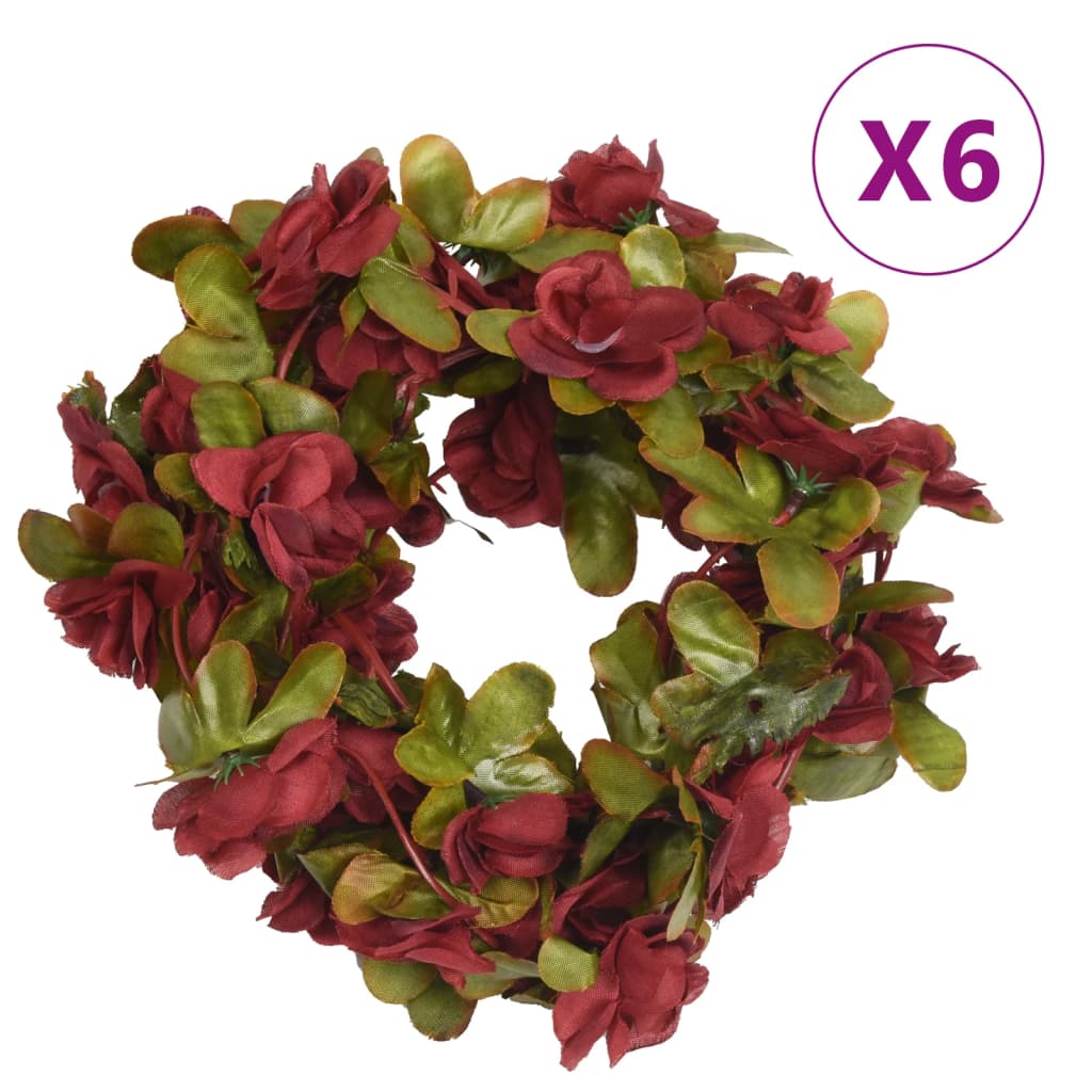 Ghirlande Fiori Artificiali Natale 6 pz Rosso Vino 250 cm