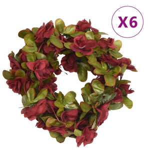 Ghirlande Fiori Artificiali Natale 6 pz Rosso Vino 250 cm
